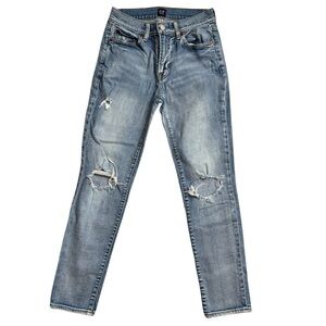 GAP Light Wash Straight Leg Jeans Distressed Size 24